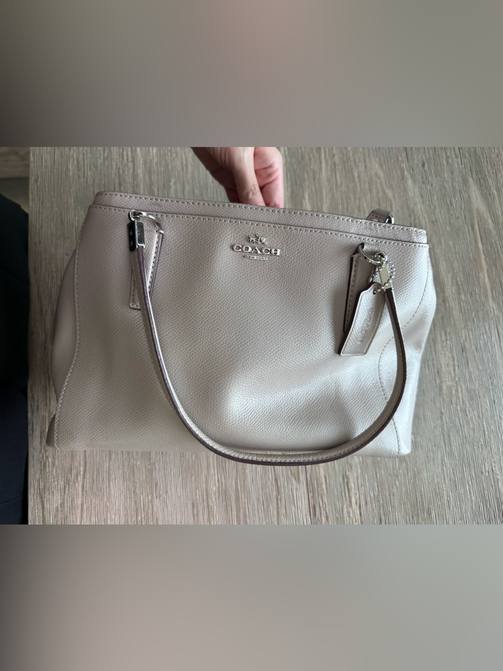 COACH Pebbled Leather Shoulder Bag in taupe